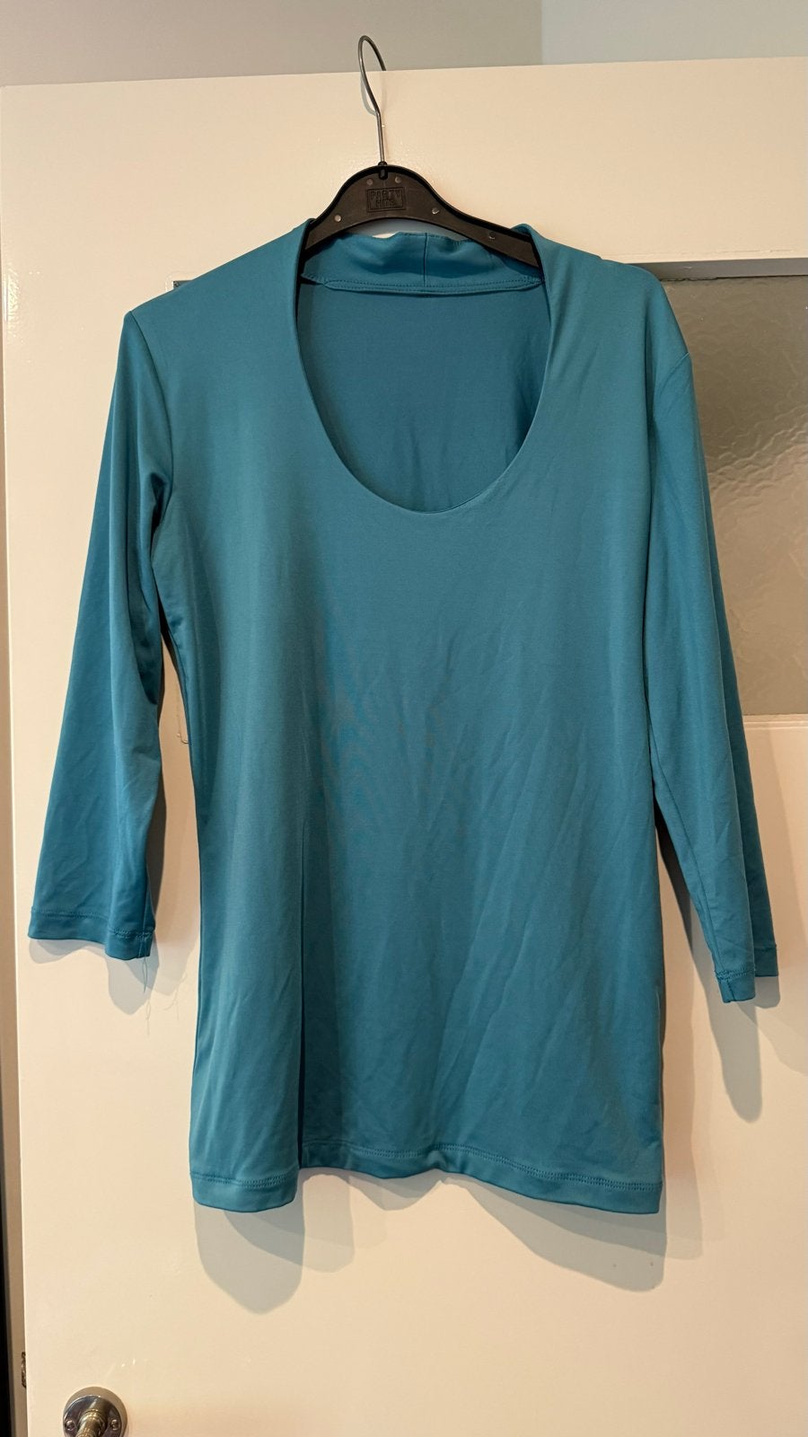 Turquoise top met driekwart mouwen, Maat 38/40 (M), Overige kleuren, Ophalen of Verzenden, Lange mouw