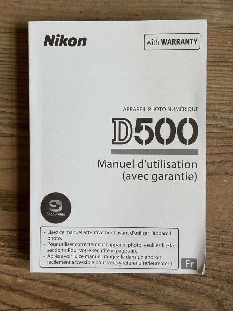 Nikon D500 Handleiding (Frans) - Nieuwstaat, Ophalen of Verzenden, Zo goed als nieuw