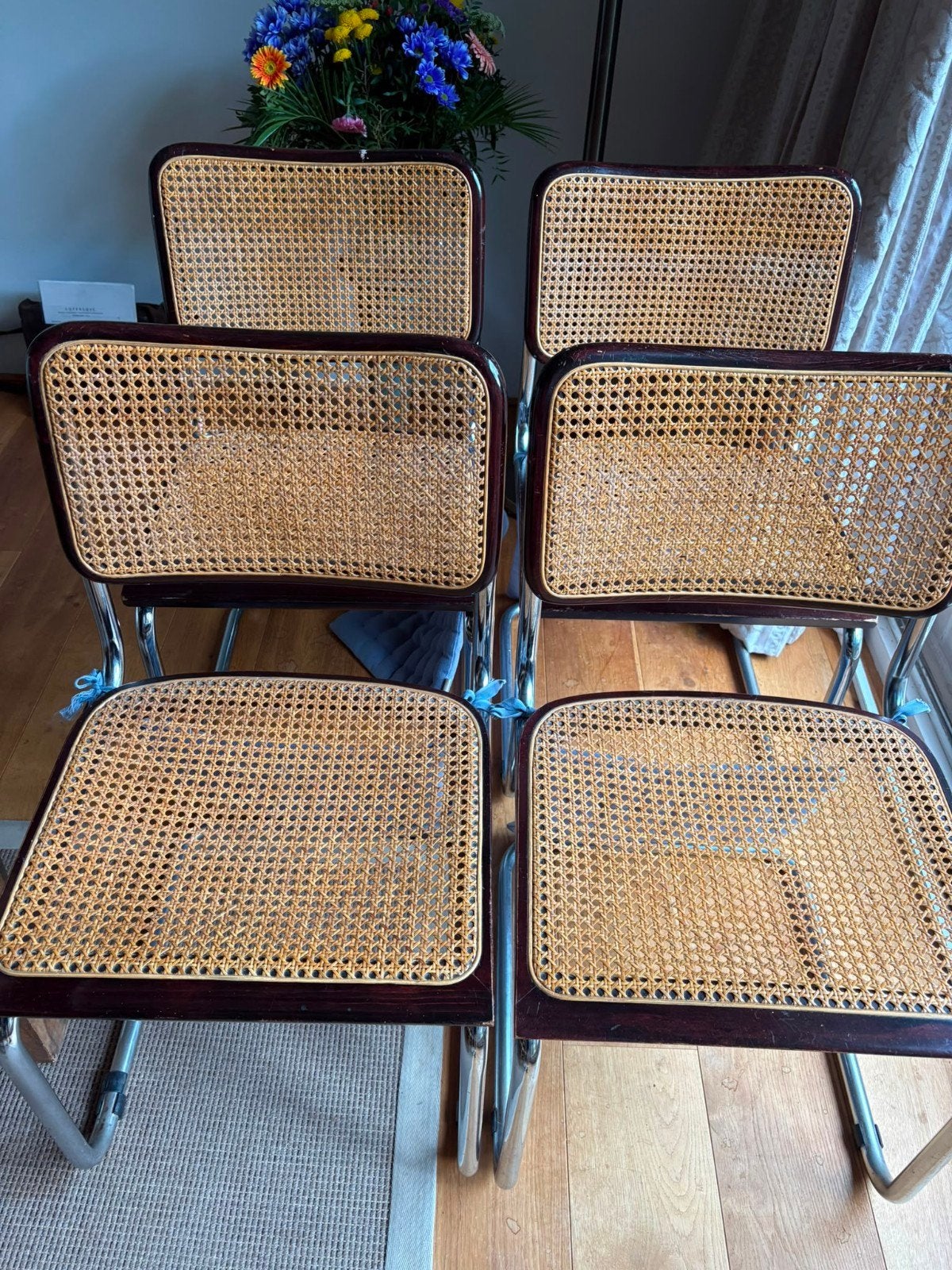 5 gebruikte Cesca eetkamerstoelen in goede staat, Ophalen, Gebruikt, Hout, Bruin