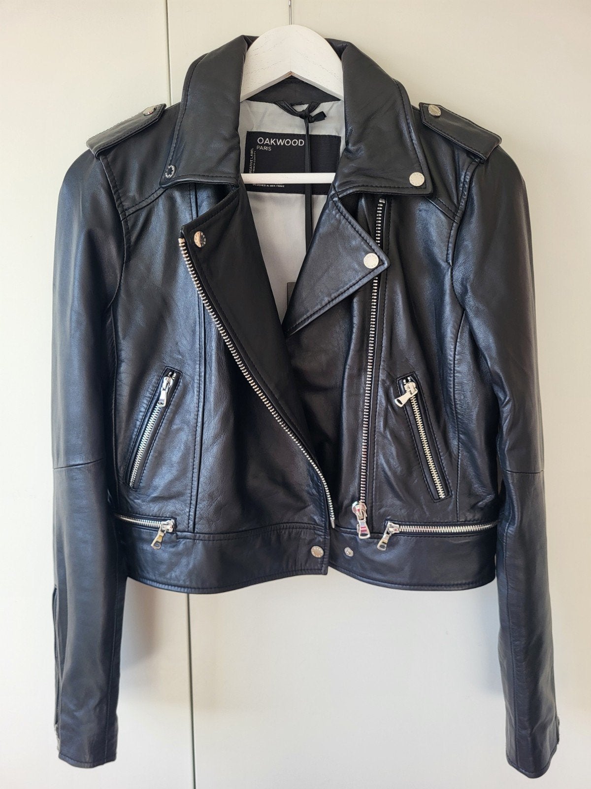 Oakwood leren biker jasje in maat 38 NIEUW, Maat 38/40 (M), Pinko Liu jo, Zwart, Nieuw