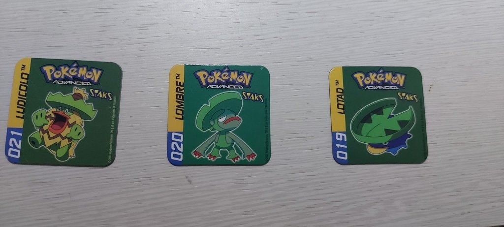 pokemon magneten panini staks Lotad Lombre Ludicolo, Ophalen of Verzenden, Nieuw