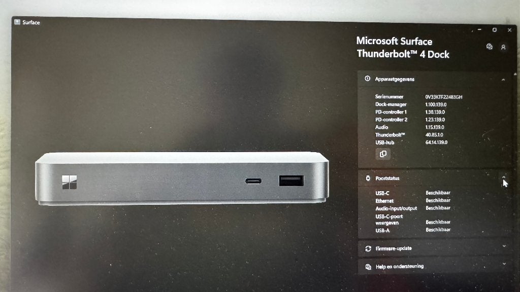 Microsoft Surface Thunderbolt 4 Dock + 165W lader, Computers en Software, Dockingstations, Zo goed als nieuw, Docking station