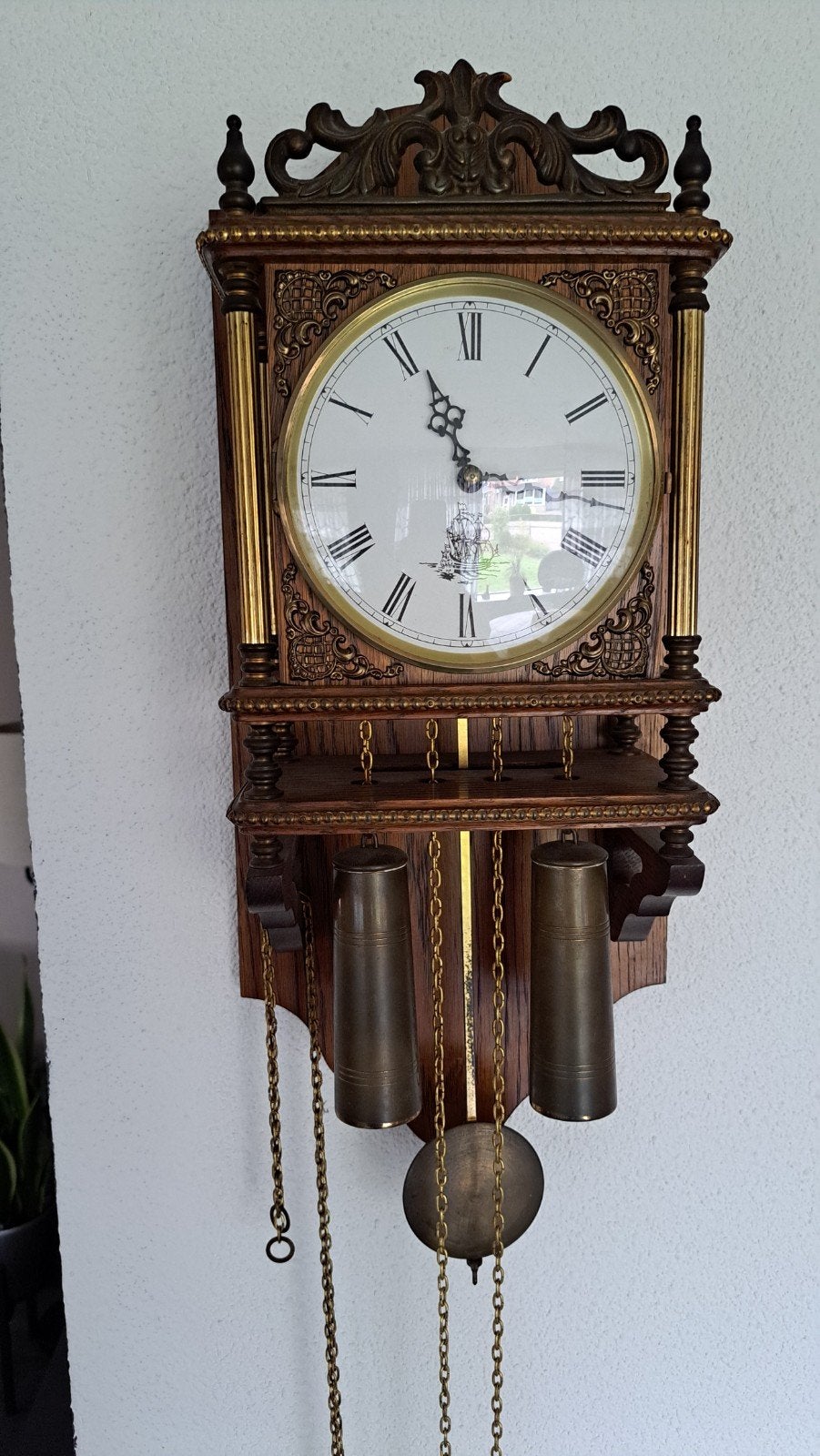 Antieke Wandklok met Gewichten en Slinger, Ophalen