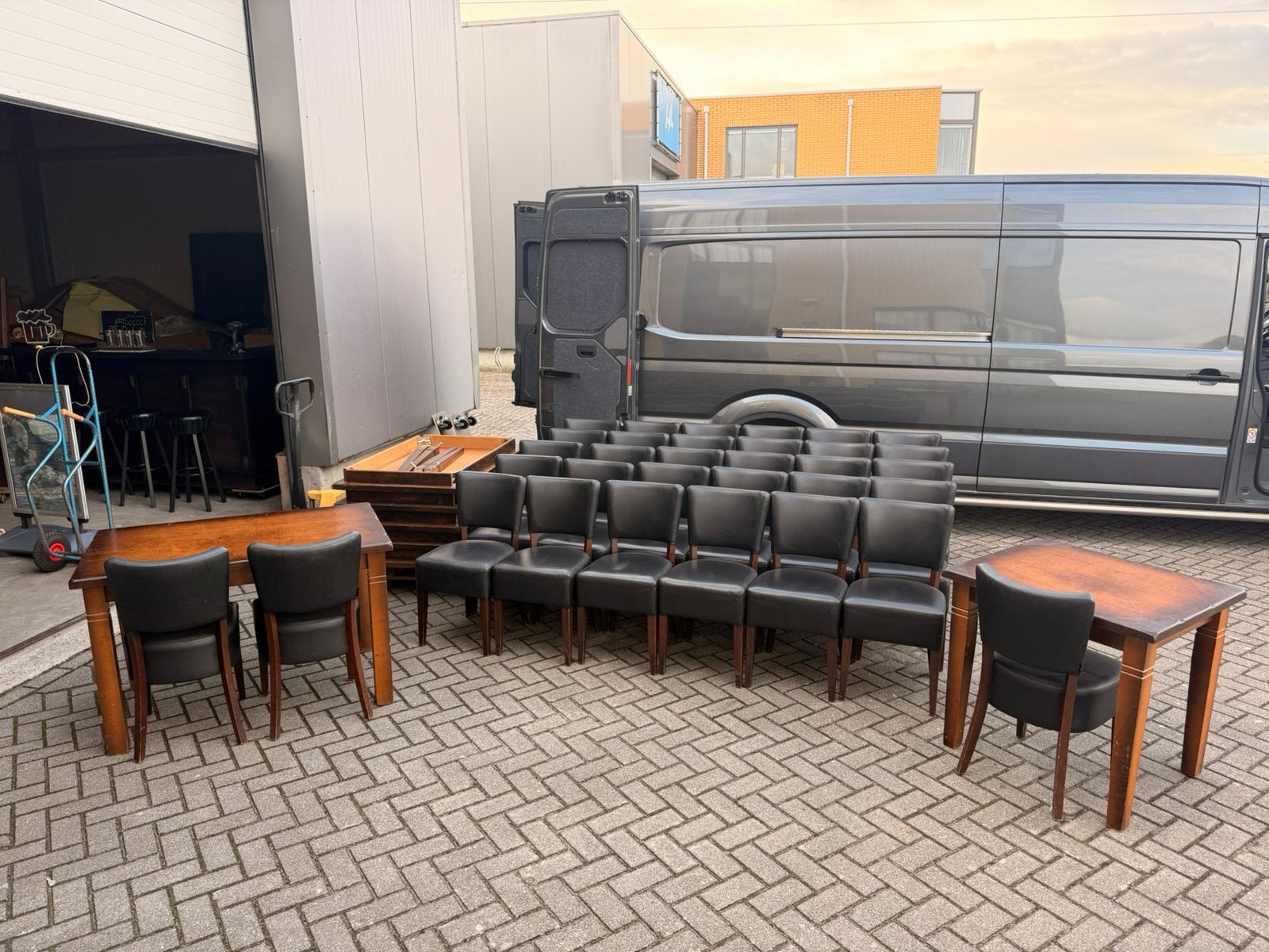 Cafe bistro stoelen kantine restaurant skai, Zwart, Ophalen of Verzenden, Cage bar kroeg mancave kantine, Vijf, Zes of meer stoelen