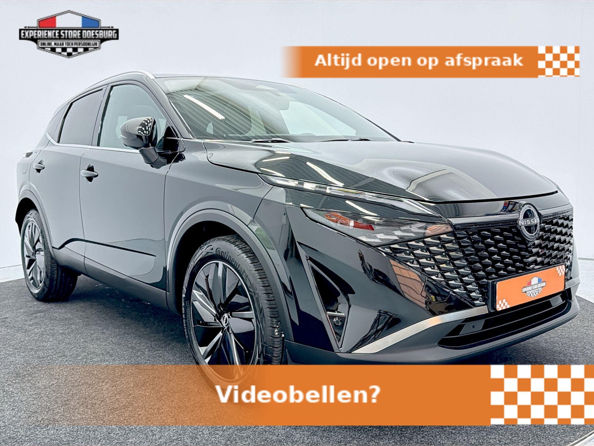 Nissan Qashqai 1.3 MHEV Xtronic Tekna Luxe crossover met top, Auto's, Euro 6, 4 cilinders, Met garantie (alle), Zwart