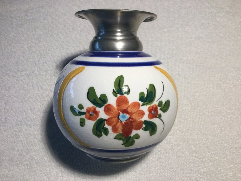 WMF Keramik mit Zinn Vase Kugelvase Vintage, Ophalen of Verzenden