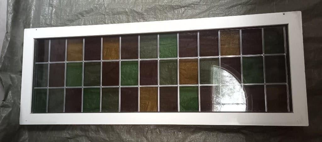 KUNSTSTOF RAAM GLAS IN LOOD TUSSEN DUBBEL GLAS HR, Ophalen, Gevelraam of Ruit, Gebruikt, 80 tot 120 cm