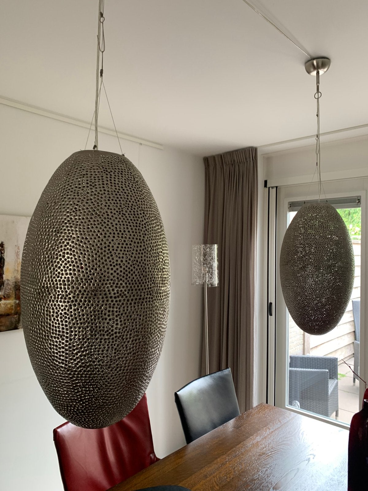 Set Arabisch filigrain hanglampen zilverkleur, Ophalen, 50 tot 75 cm, Zo goed als nieuw, Metaal