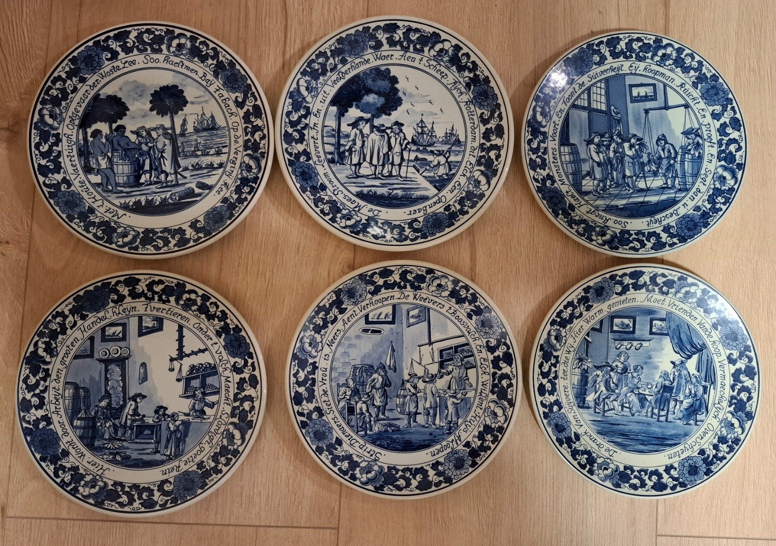 6 Delftsblauwe sierborden handgemaakt, Antiek en Kunst, Antiek | Wandborden en Tegels, Ophalen of Verzenden