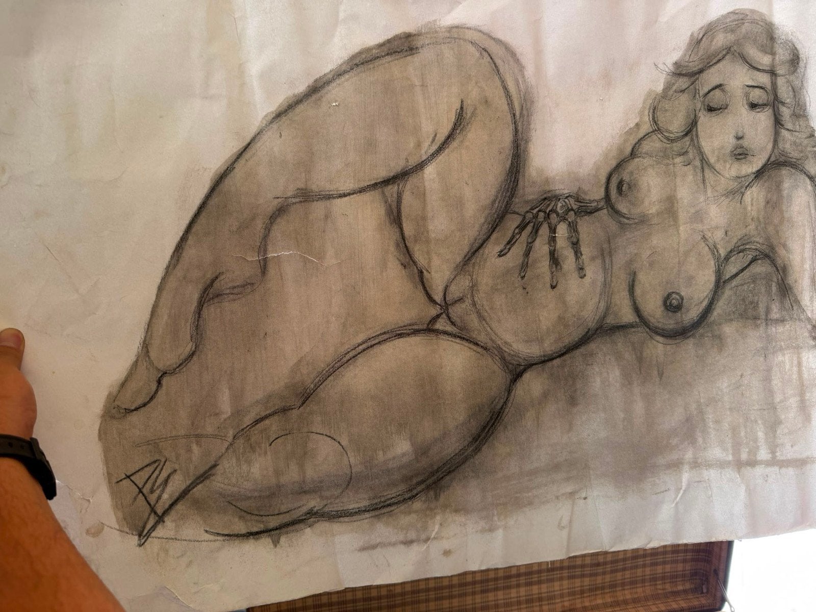 Portret van Vrouwelijk Naakt, Ophalen of Verzenden, Tekening