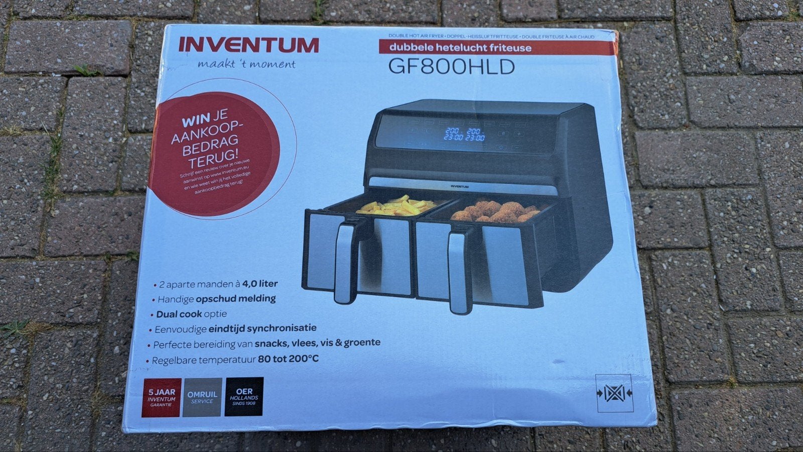 Inventum dubbele hetelucht friteuse, Ophalen of Verzenden, Nieuw, Airfryer XL, 750 t/m 999 gram