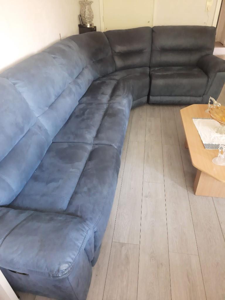 Hoekbank donkerblauw, Huis en Inrichting, Banken | Bankstellen, Ophalen, 250 tot 300 cm, Gebruikt, 100 tot 125 cm
