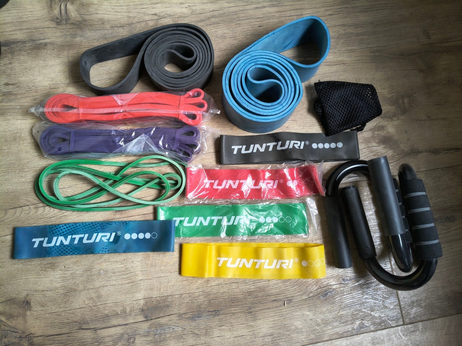 Tunturi weerstandsbanden en opdruk steunen, Sport en Fitness, Fitnessmaterialen, Ophalen, Zo goed als nieuw, Weerstandband