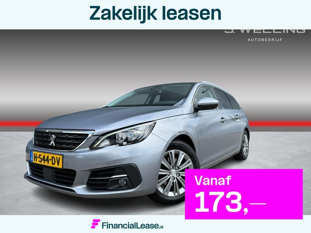 Peugeot 308 SW 1.2 PureTech Blue Lease Premium pano trekhaak, Gebruikt, 1199 cc, Leder en Stof, Origineel Nederlands