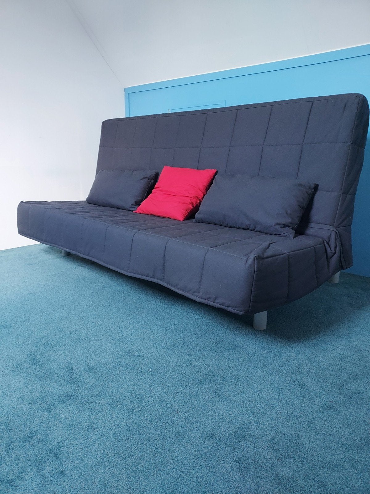 bedbank, donkerblauw, 3 sits bank, 2 persoonsbed,, Ophalen, Gebruikt, Blauw, 210 cm