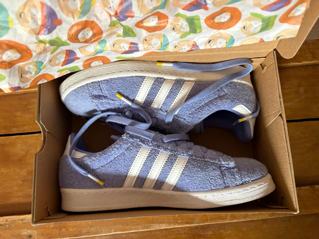 Adidas Campus 80s South Park Towelie sneakers - Maat 39,5, Ophalen of Verzenden, Zo goed als nieuw, Blauw, Sneakers of Gympen