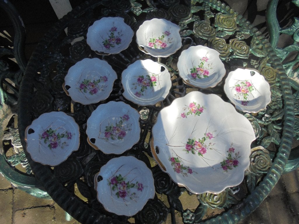Petit four / Pinda set bladvorm met roze roosjes, Ophalen of Verzenden