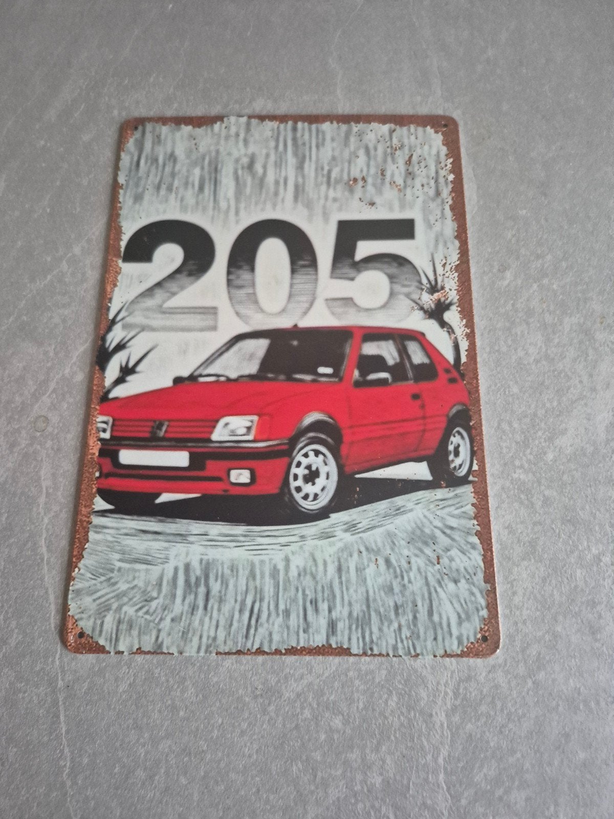 Peugeot 205 GTI Metalen Plaat - Vintage Auto Decoratie, Ophalen of Verzenden, Nieuw, Auto's