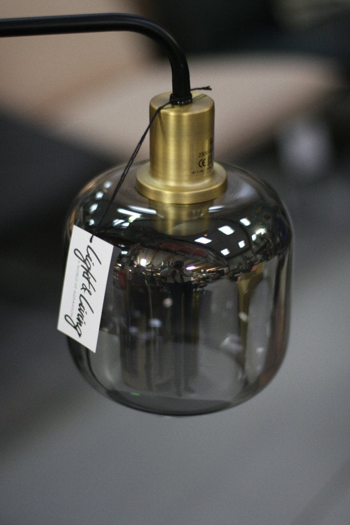 Vloerlamp + tafellamp LEKAR brons smoke glas Light & Living, Huis en Inrichting, Ophalen, E27 (groot), Zo goed als nieuw, Glas