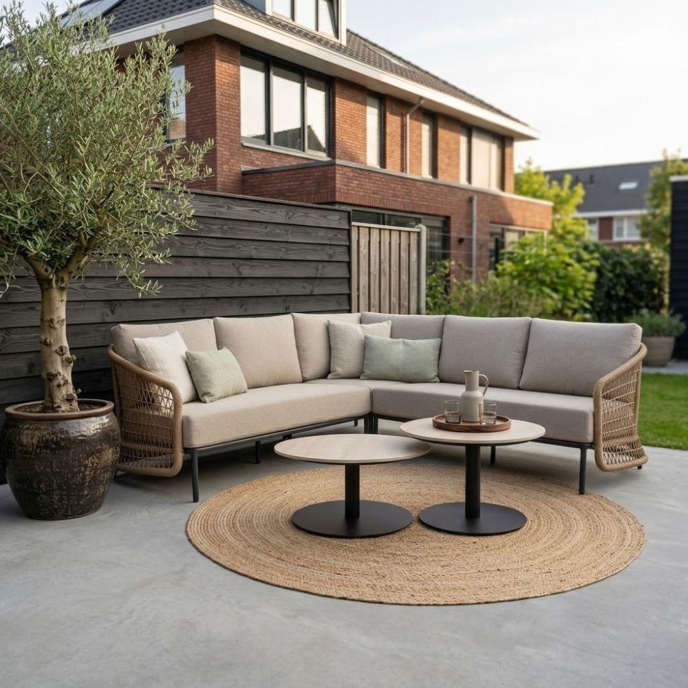 Vienna hoek loungeset | aluminium + touw | zand 223x223cm, Tuin en Terras, Tuinsets en Loungesets, Ophalen, 5 zitplaatsen, Aston Martinlaan 36