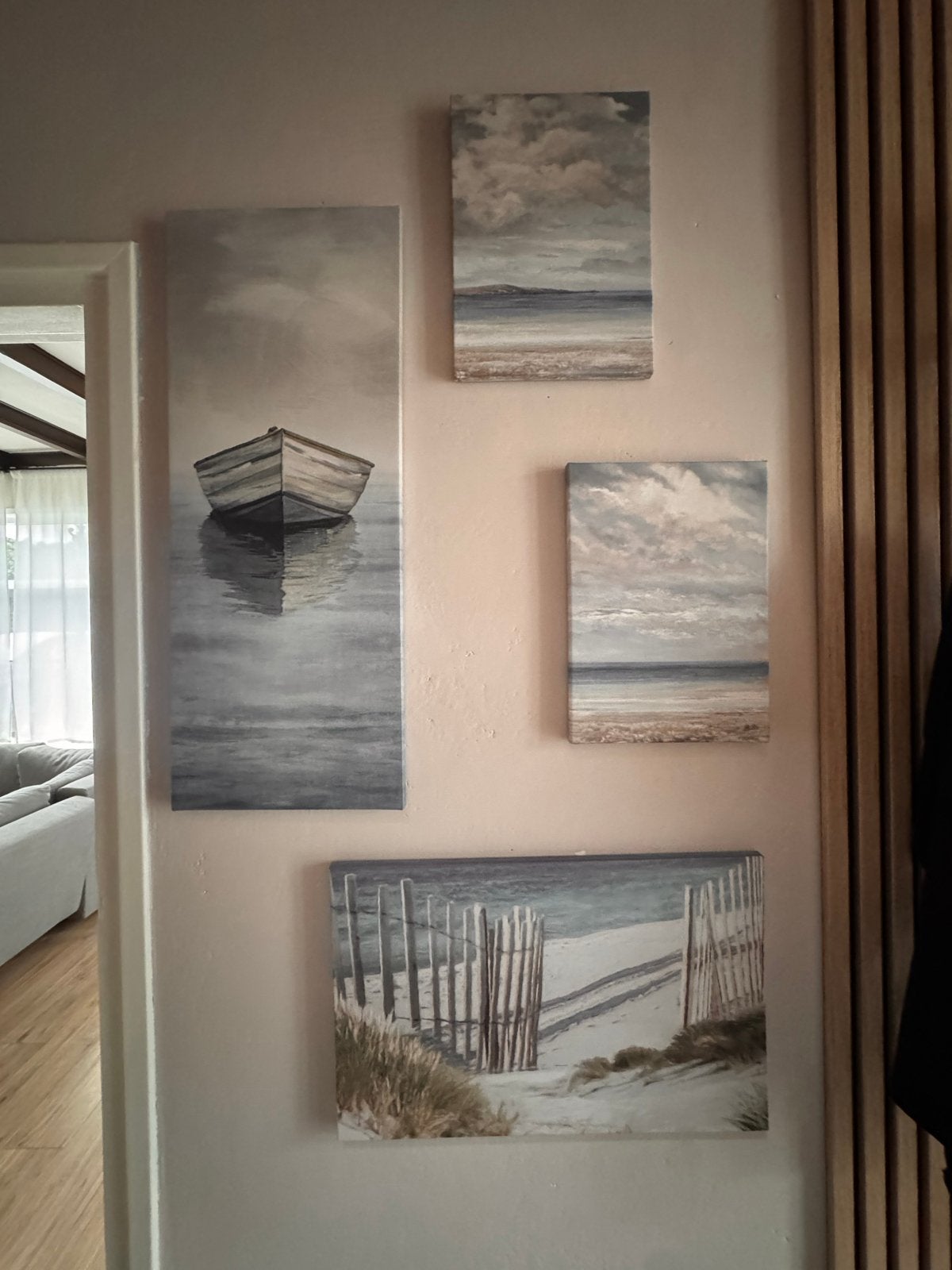 Set van 4 strand- en bootcanvas schilderijen IKEA, Antiek en Kunst, Landschap, Ophalen of Verzenden, Print, Op houten frame