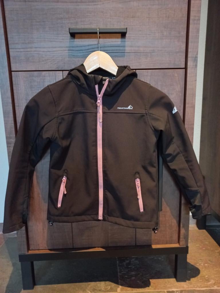 Mountain Peak Softshell Jas Zwart Roze Maat 128, Gebruikt, Meisje, Ophalen of Verzenden, Mountain Peak