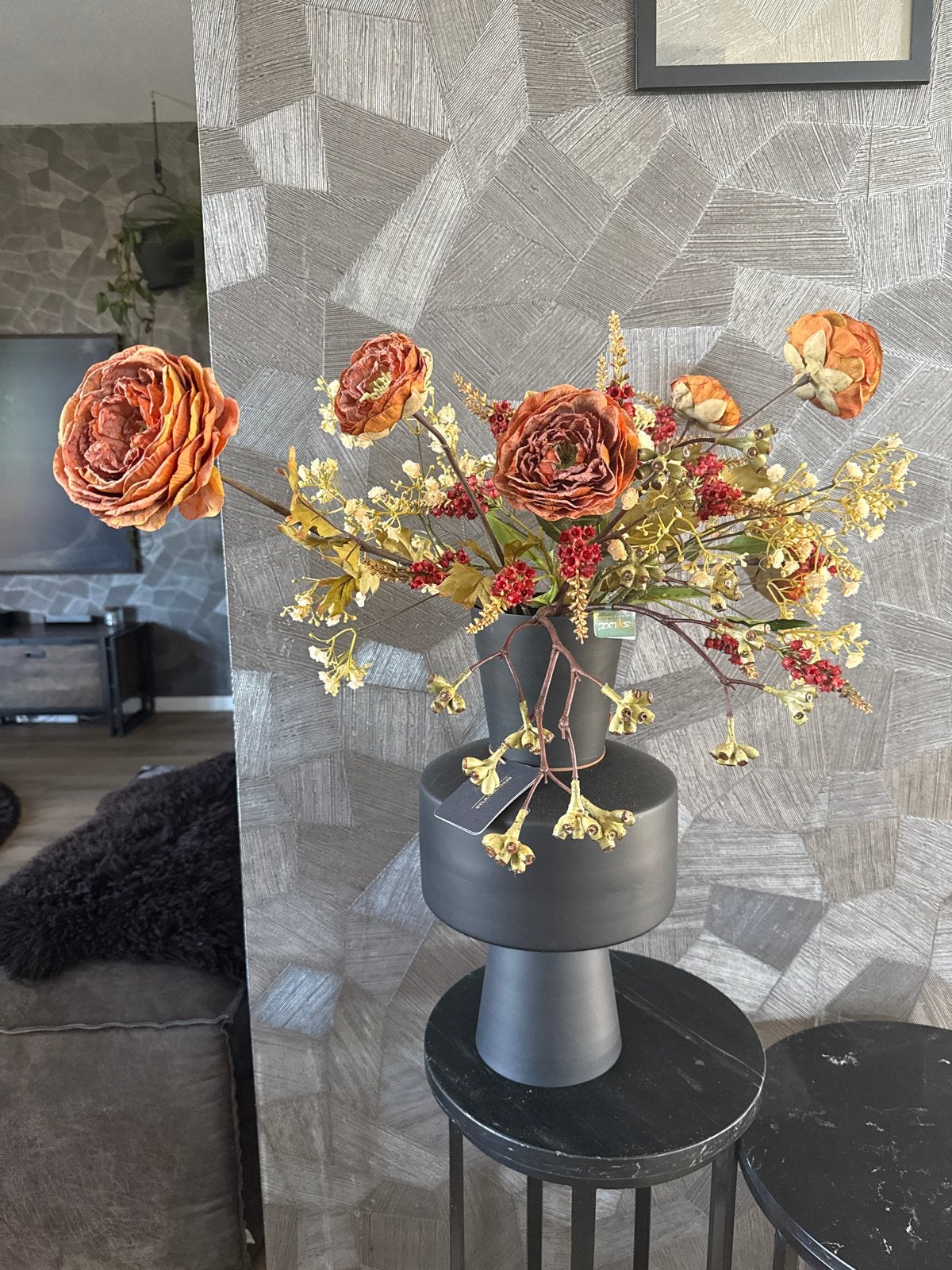 Complete set: Kunstbloemen met vaas van Light & Living, Huis en Inrichting, Woonaccessoires | Vazen, Ophalen, Overige materialen