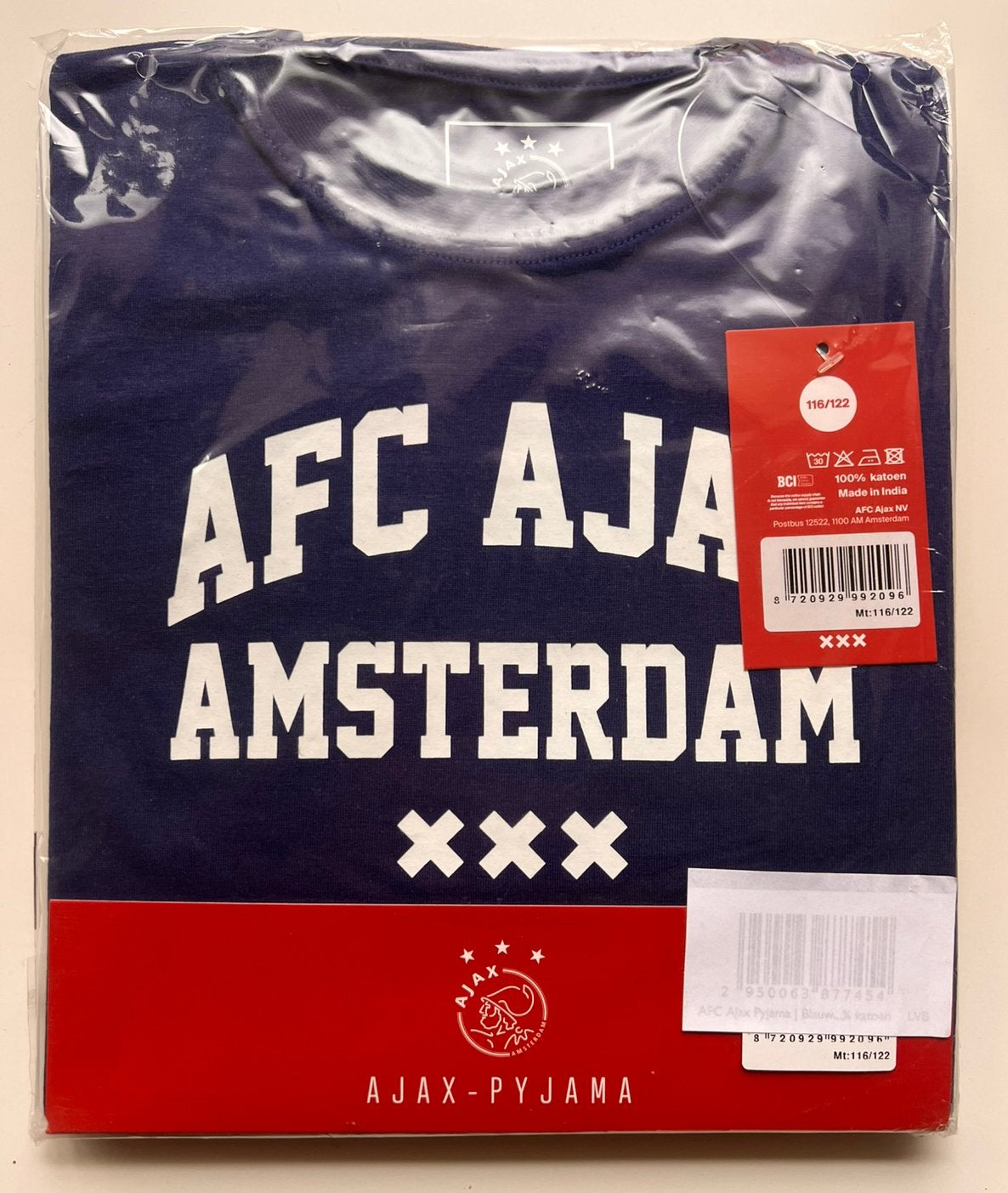 AJAX Kinderpyjama Maat 116-122  -  100% Katoen, Ophalen of Verzenden, Nieuw, Jongen of Meisje, Nacht- of Onderkleding
