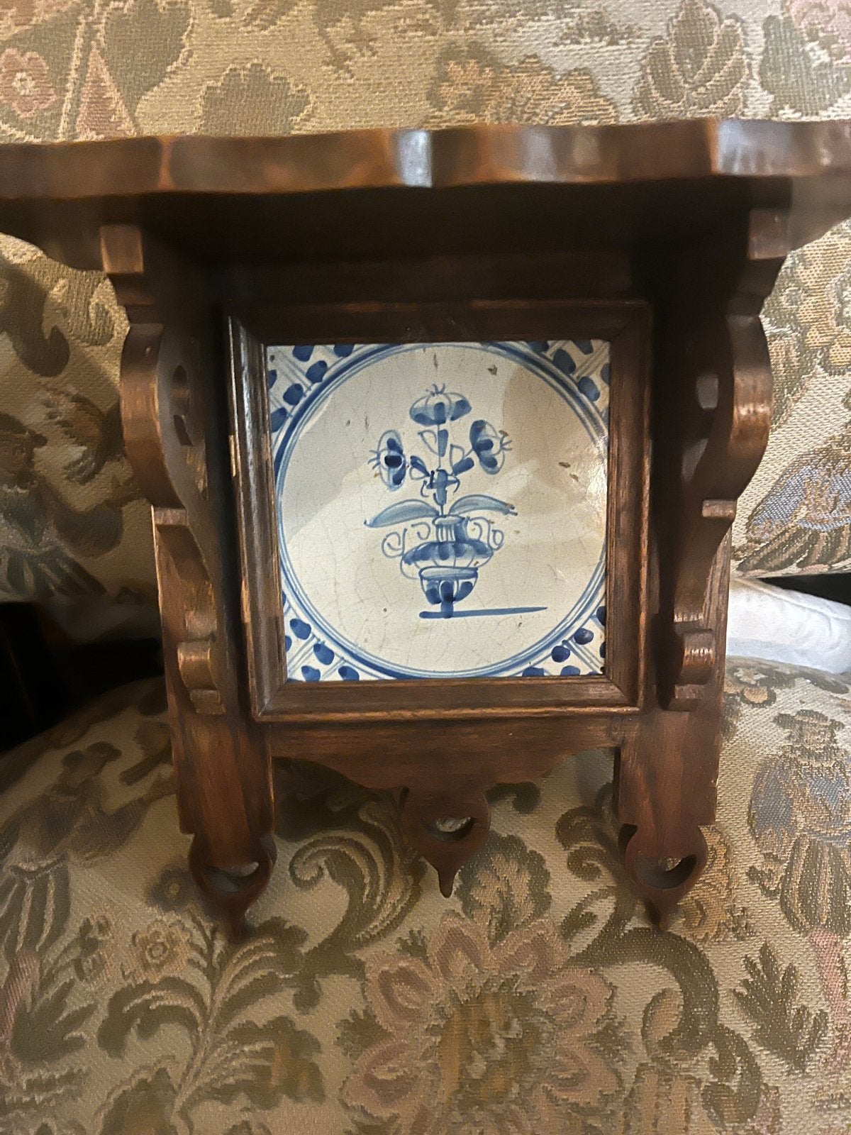 Antieke console met Delfts blauwe tegel, Ophalen of Verzenden