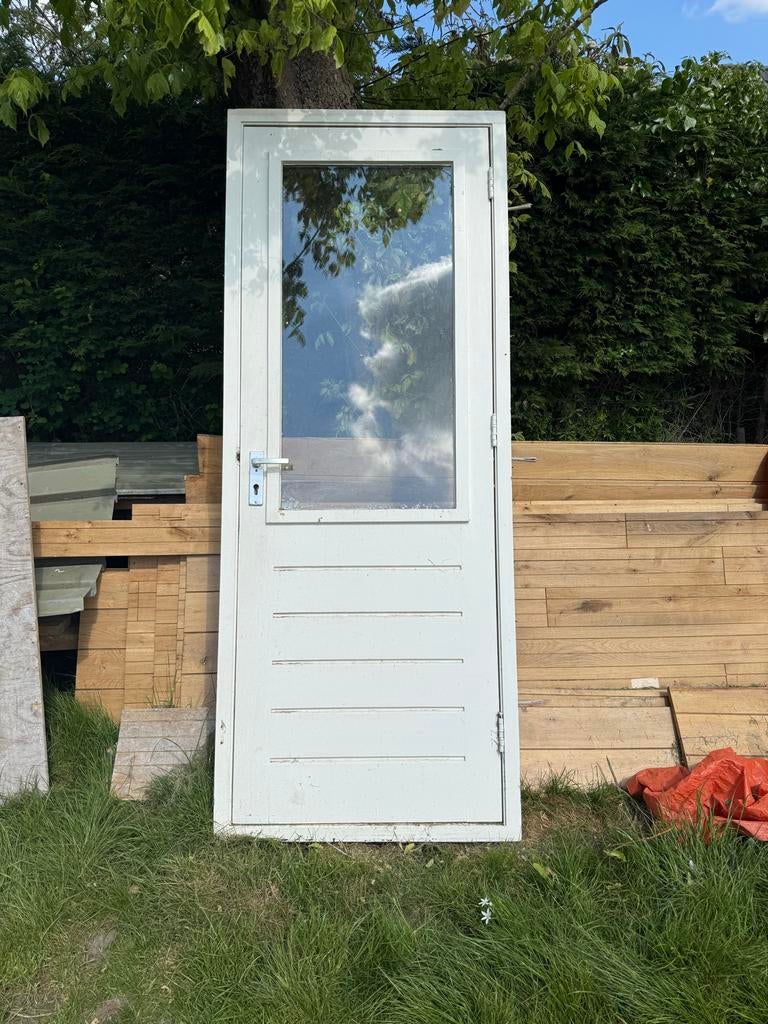 Complete achterdeur met kozijn, Doe-het-zelf en Verbouw, Ophalen, Gebruikt, 80 tot 100 cm, 215 cm of meer