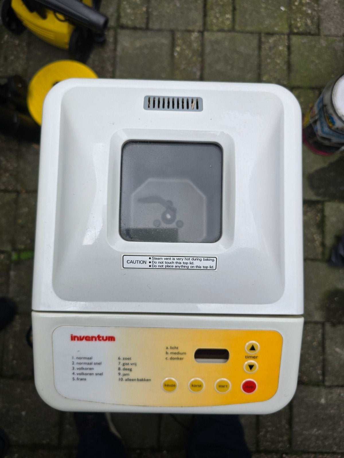 Inventum broodbakmachine, Witgoed en Apparatuur, Broodbakmachines, 400 tot 800 gram deeg, Ophalen, Gebruikt, Kijkvenster