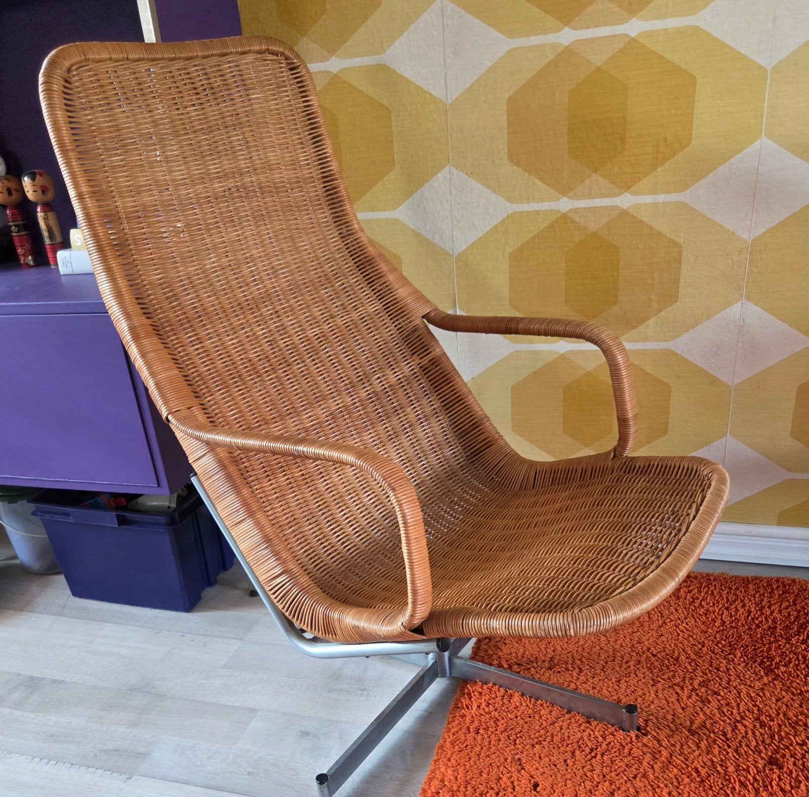 dirk van sliedregt 614c 1961 vintage fauteuil, Ophalen, Zo goed als nieuw, Riet of Rotan, Vintage