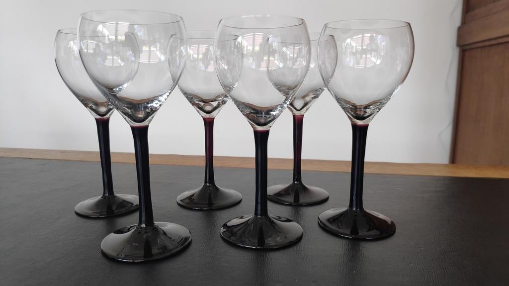 6 wijnglazen, W.J. Rozendaal, Model Logos, Kristalunie, Ophalen of Verzenden