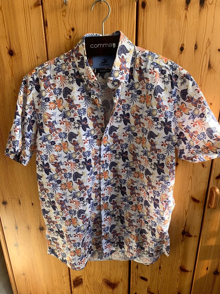 Leuke heren multi kleuren blouse maat s/m(nr.3 DM8), Ophalen of Verzenden, Gedragen, Overige kleuren, Overige halswijdtes
