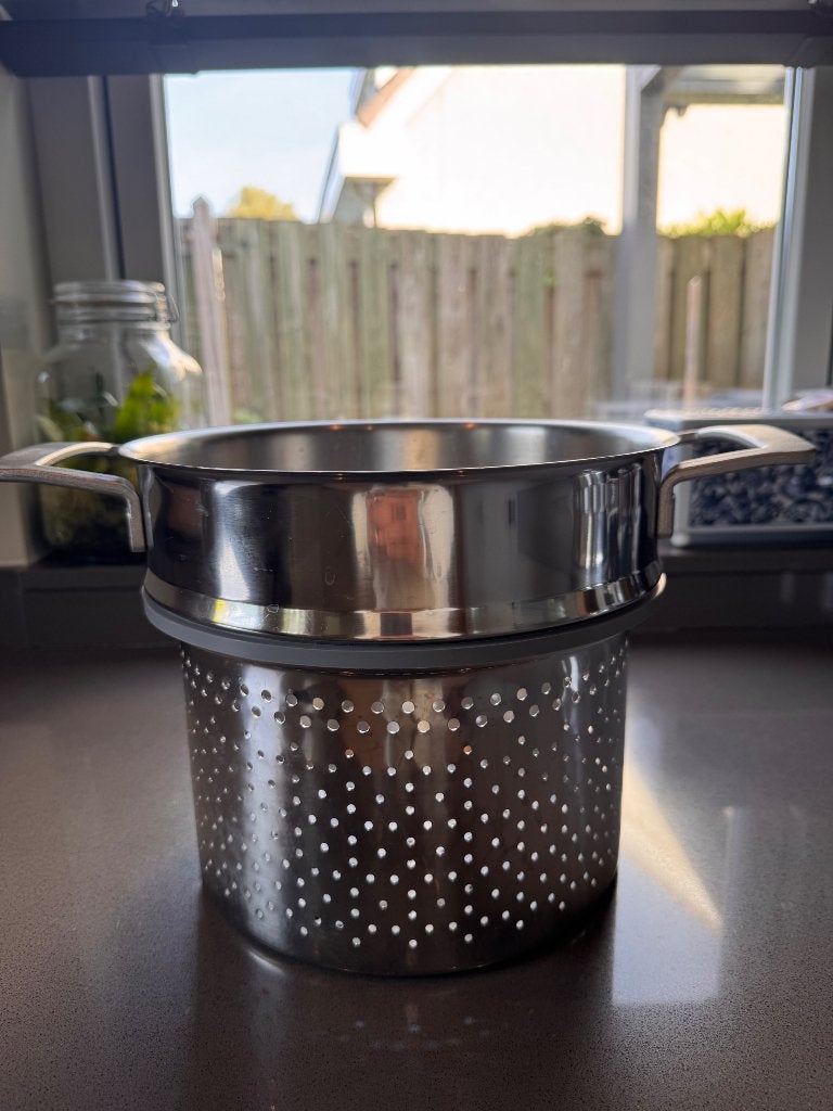 Pasta-inzet Demeyere pan, Demeyere, Ophalen of Verzenden, Zo goed als nieuw, Rvs