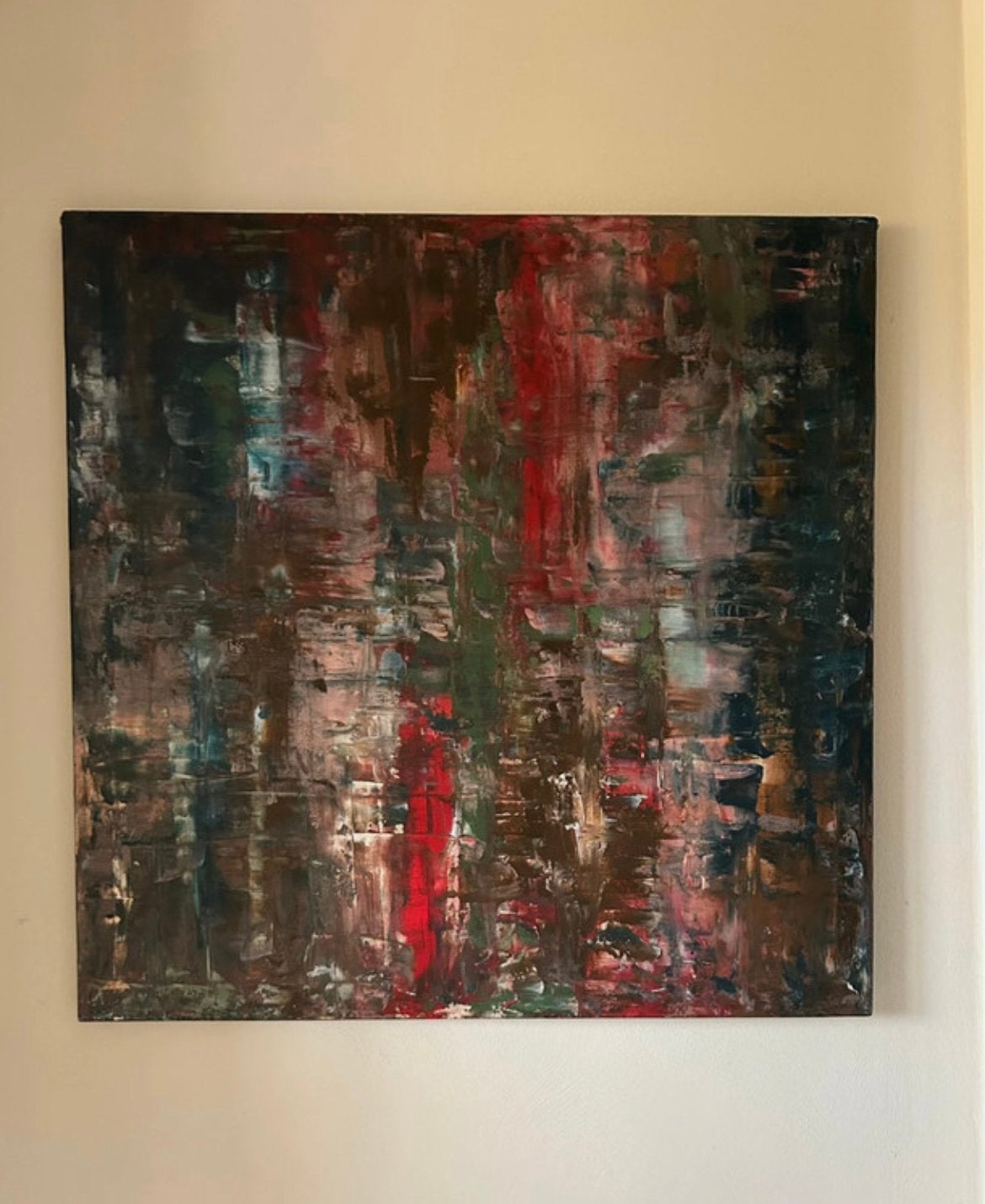 Squeegee art kleurrijk vierkant groot schilderij, Ophalen