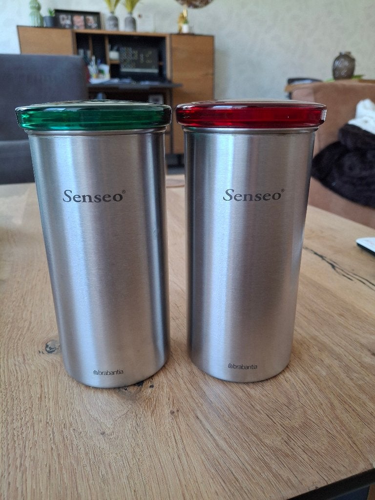 Brabantia Senseo blikjes, Gebruikt, Ophalen of Verzenden, Voorraadpot, Metaal