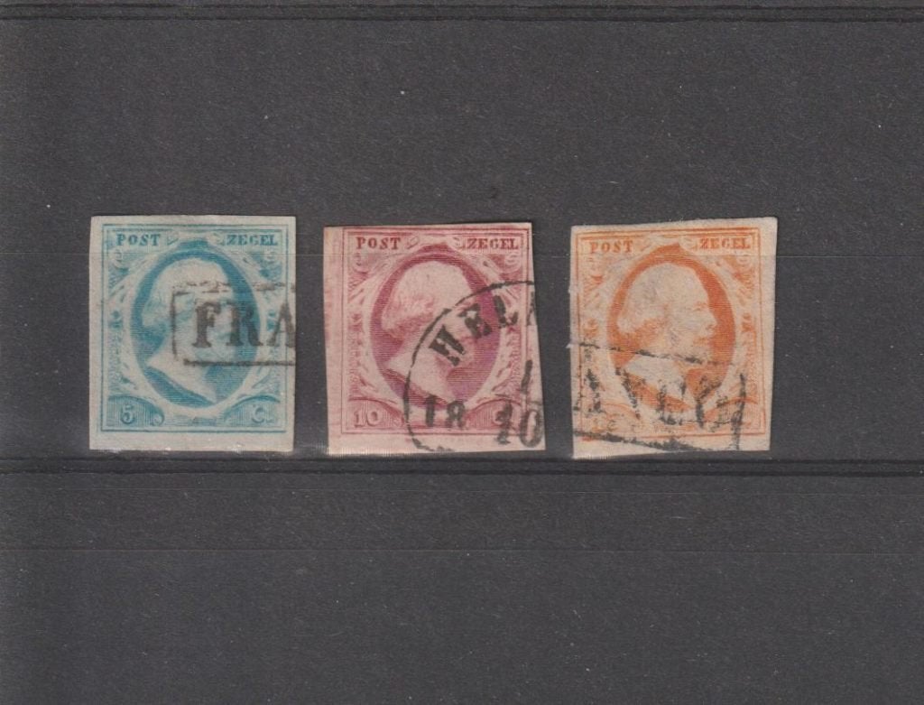 Nederland 1852, NVPH 1 t/m 3, Gestempeld., Verzenden, T/m 1940, Gestempeld