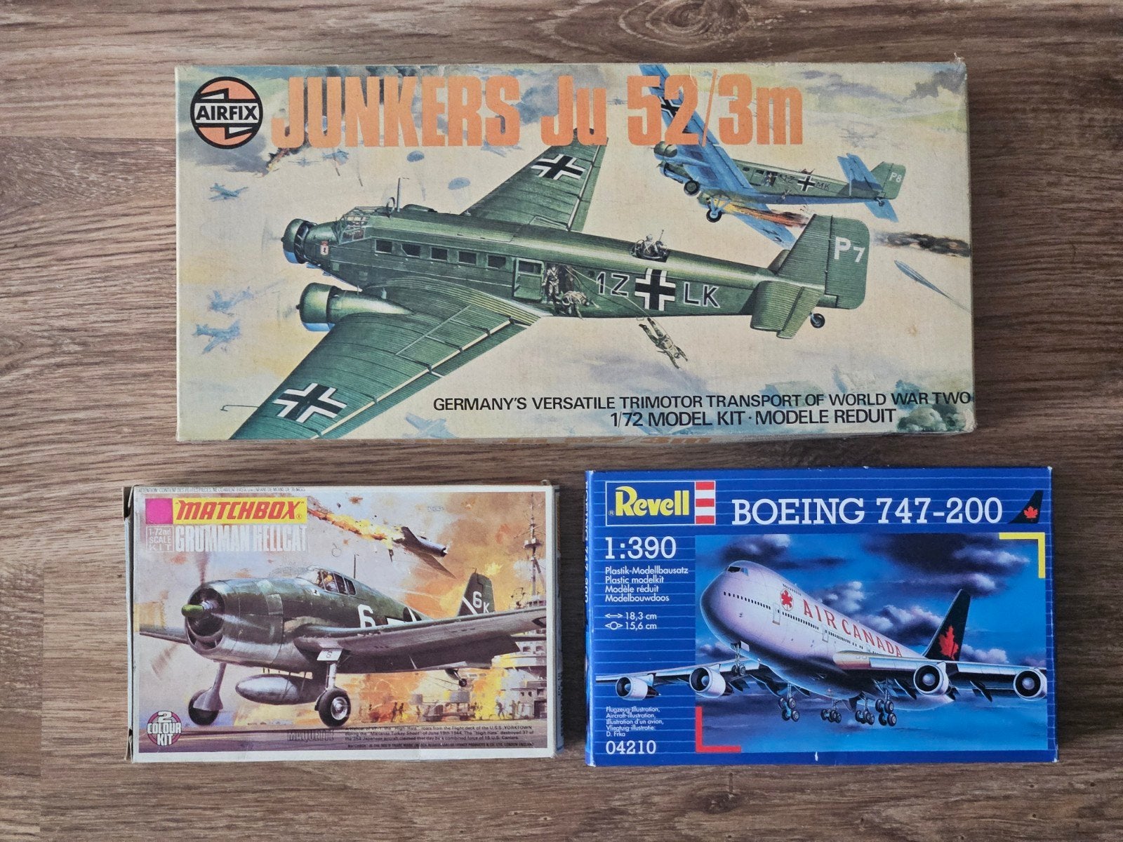 Modelbouw kits: Junkers Ju 52/3m, Boeing 747-200, Hellcat, Hobby en Vrije tijd, 1:72 tot 1:144, Revell, Nieuw, Ophalen of Verzenden