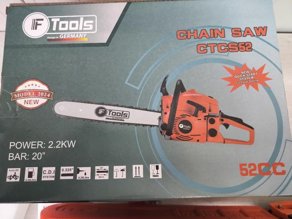 F-tools Kettingzaag 2-takt 52cc 50 CM, nieuw!!!, Tuin en Terras, Ophalen, Nieuw, Overige soorten, F-tools