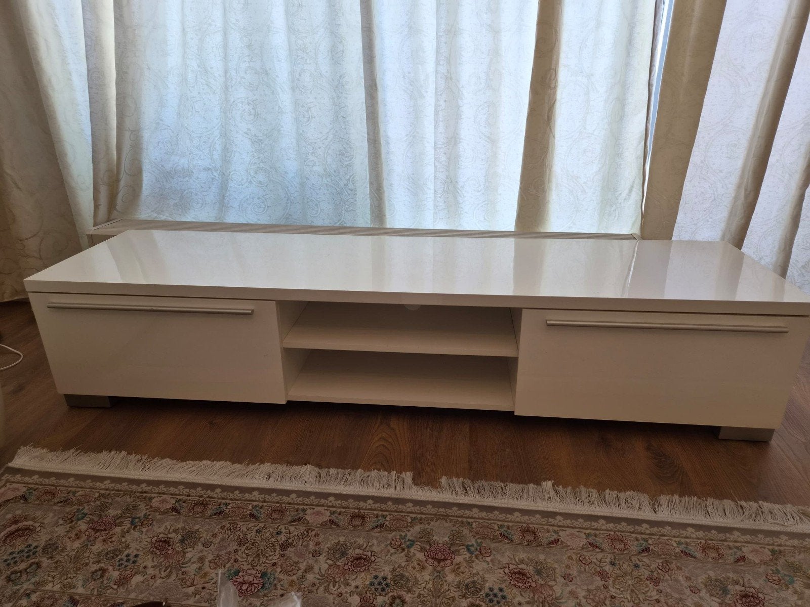 Witte TV Meubel met Lades en Open Vakken, Huis en Inrichting, Kasten | Televisiemeubels, Ophalen, Overige materialen, Gebruikt