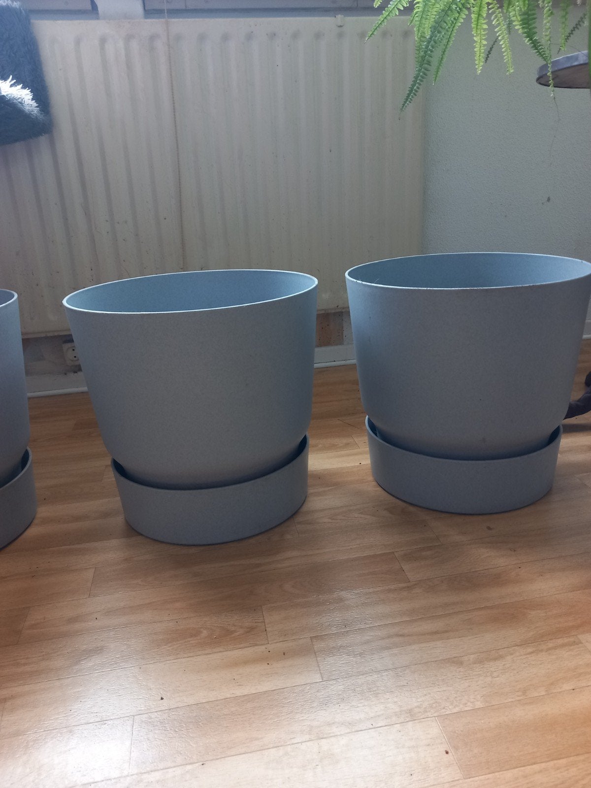 4 grote lichtblauwe Elho potten., Ophalen, Zo goed als nieuw, Rond, Kunststof