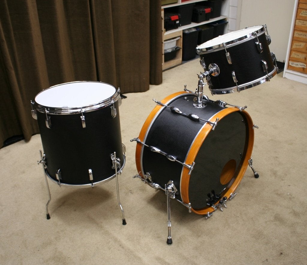 drumstel: leedy / john grey black leather shellset 22/14/16, Ophalen, Gebruikt, Jouwdrumstel@gmail.com, Ludwig