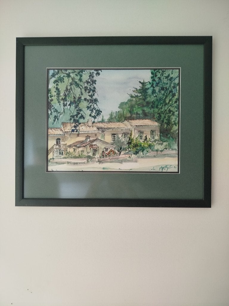 Sfeervolle aquarel "Mediterraan landschap" Fernand Carton, Antiek en Kunst, Overige stijlen, Ingelijst, Ophalen of Verzenden, Landschap