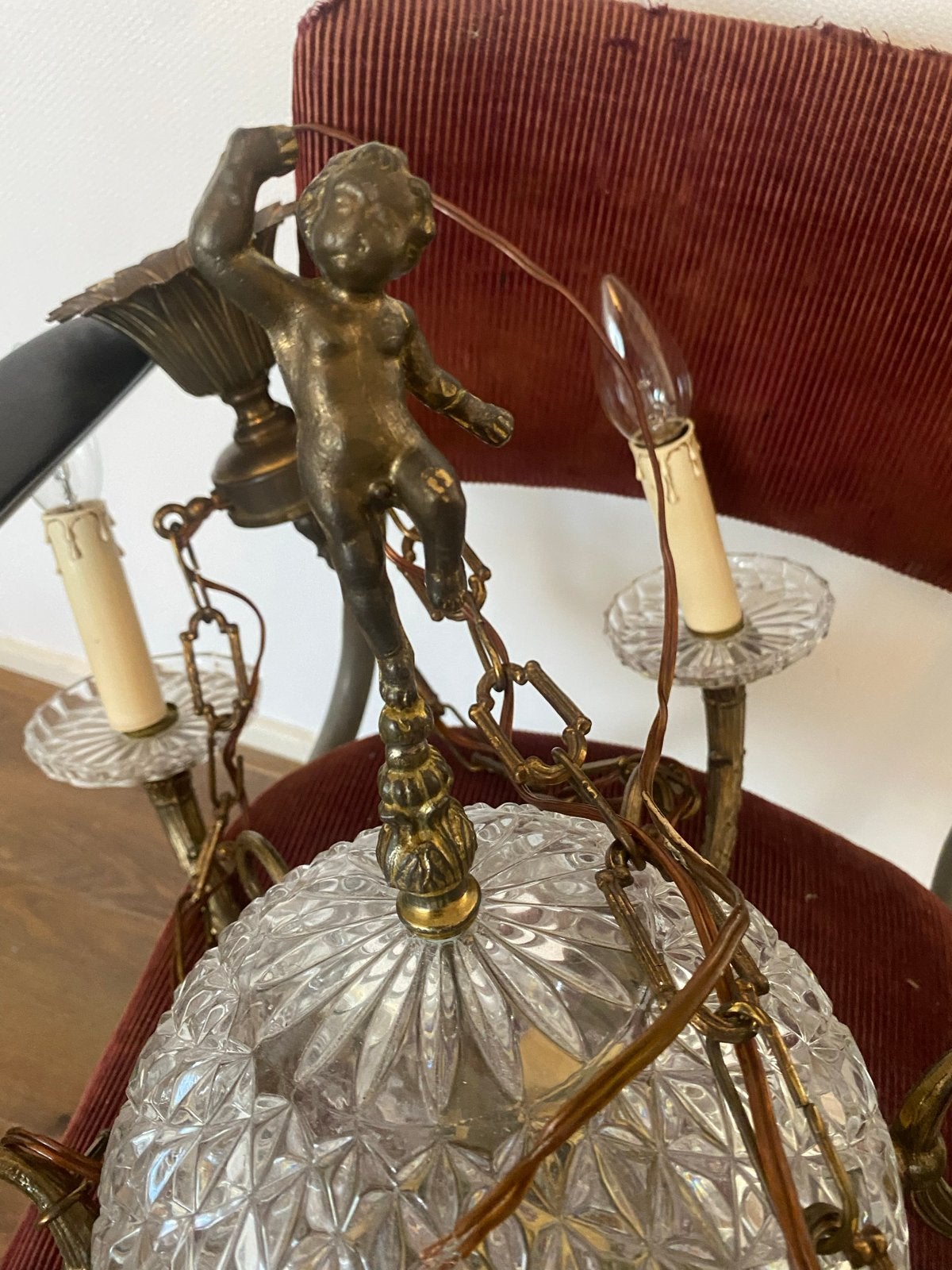 Antieke Franse Empire Kroonluchter met Putti, Antiek en Kunst, Ophalen