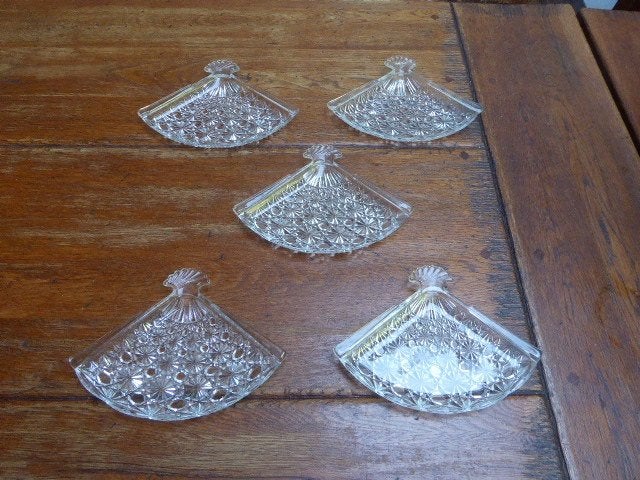 5 vintage persglazen schaaltjes waaier, Avon, Ophalen of Verzenden