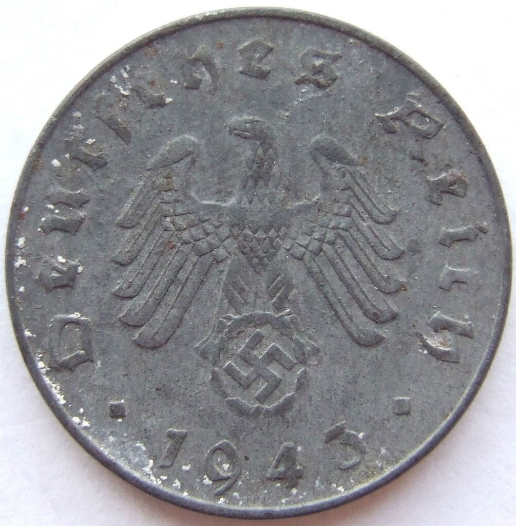 Duitse Oorlogsmunt van 10 Pf 1943 met Adel en HK, Verzenden, Overige soorten, Duitsland, Overige typen