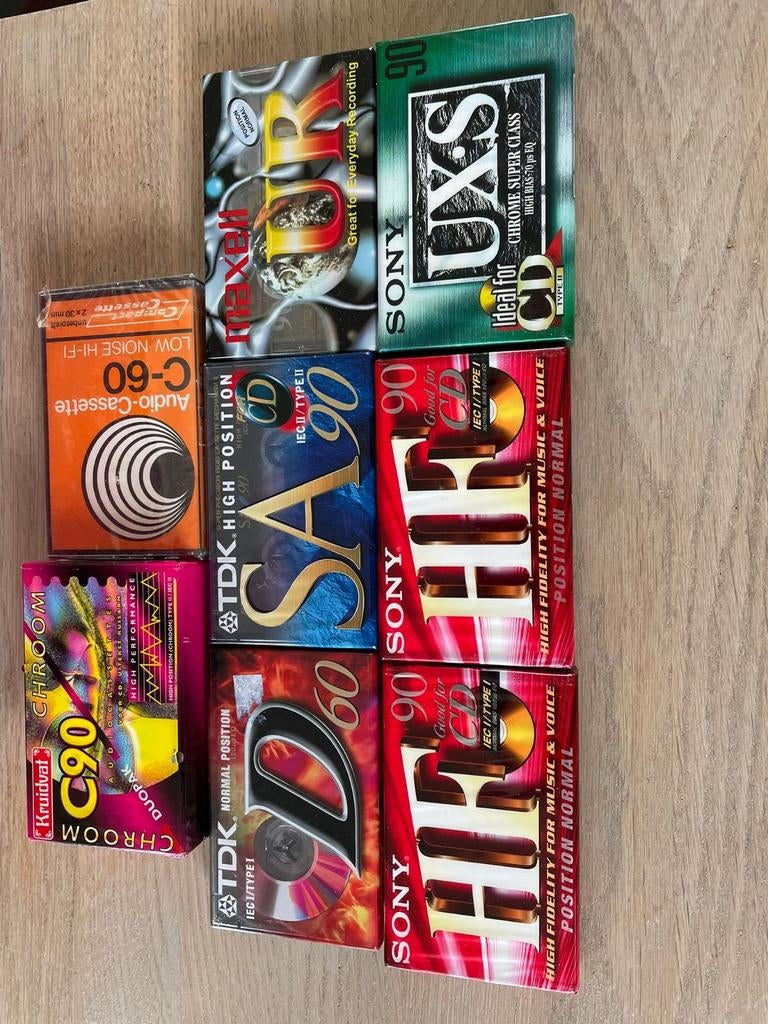 Lege cassettebandjes - 9 stuks, Cd's en Dvd's, Cassettebandjes, Ophalen of Verzenden, Nieuw in verpakking, Overige genres, 2 t/m 25 bandjes