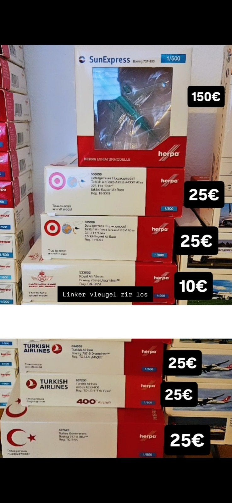Vliegtuigmodellen 1:400, 1:500 - Turkish Airlines,KLM, Overige merken, 1:200 of kleiner, Verzenden, Zo goed als nieuw