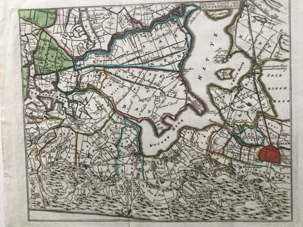 Haarlem, Kennemerland, de Leth,  1740. Zeldzaam, Antiek en Kunst, Cartografie, Handgekleurd, 25 cm, 21 cm